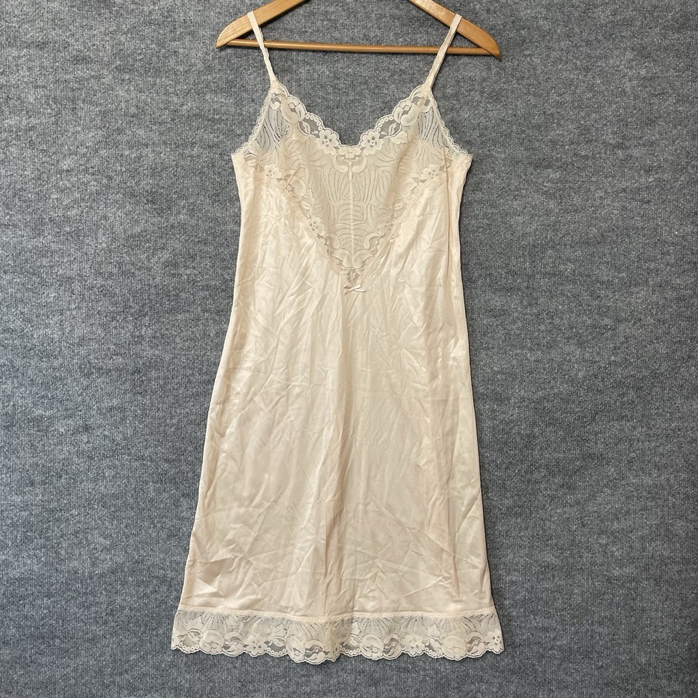Vintage Warners‎ Nightgown Cottage Cute Daisies Lace Small Made in USA Nylon 25"